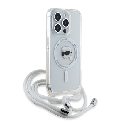 Калъф MagSafe за Apple iPhone 15 Pro Max, Karl Lagerfeld, IML Crossbody Karl's Head, Прозрачен