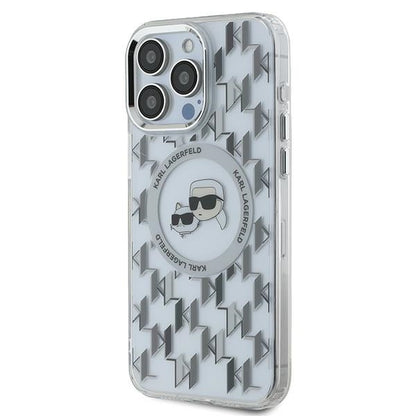 Калъф MagSafe за Apple iPhone 15 Pro Max, Karl Lagerfeld, IML Monogram Karl & Choupette's Heads, Прозрачен