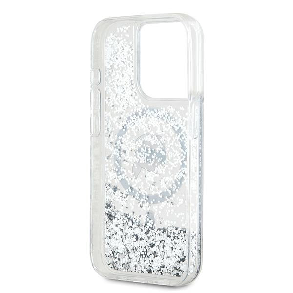 Калъф MagSafe за Apple iPhone 15 Pro Max, Karl Lagerfeld, Liquid Glitter Karl's Head, Прозрачен