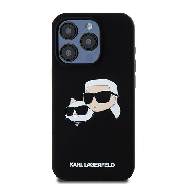 Калъф MagSafe за Apple iPhone 15 Pro Max, Karl Lagerfeld, Силикон Karl & Choupette, Черен