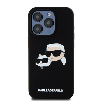 Калъф MagSafe за Apple iPhone 15 Pro Max, Karl Lagerfeld, Силикон Karl & Choupette, Черен