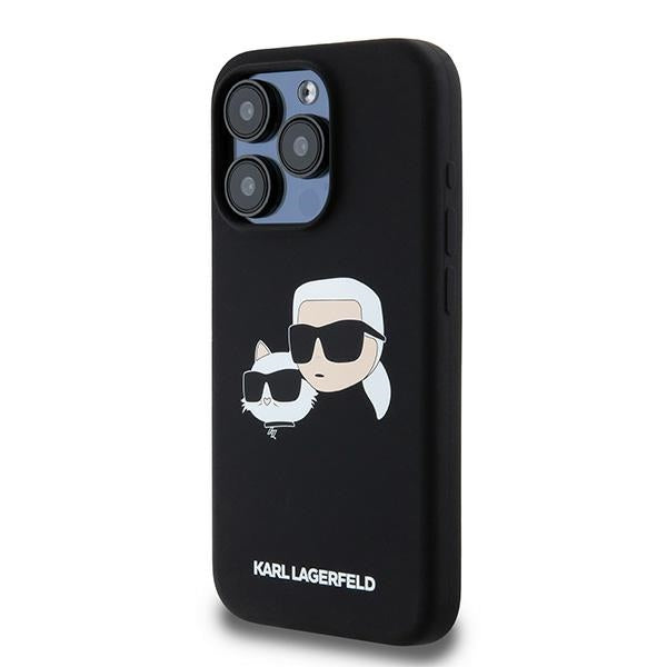 Калъф MagSafe за Apple iPhone 15 Pro Max, Karl Lagerfeld, Силикон Karl & Choupette, Черен