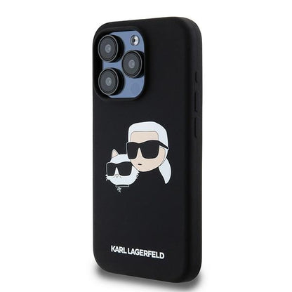 Калъф MagSafe за Apple iPhone 15 Pro Max, Karl Lagerfeld, Силикон Karl & Choupette, Черен