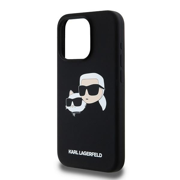 Калъф MagSafe за Apple iPhone 15 Pro Max, Karl Lagerfeld, Силикон Karl & Choupette, Черен
