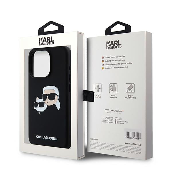 Калъф MagSafe за Apple iPhone 15 Pro Max, Karl Lagerfeld, Силикон Karl & Choupette, Черен