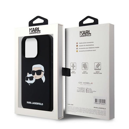 Калъф MagSafe за Apple iPhone 15 Pro Max, Karl Lagerfeld, Силикон Karl & Choupette, Черен