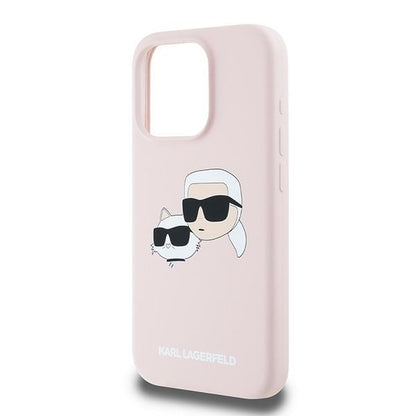 Калъф MagSafe за Apple iPhone 15 Pro Max, Karl Lagerfeld, Силикон Karl & Choupette, Розов