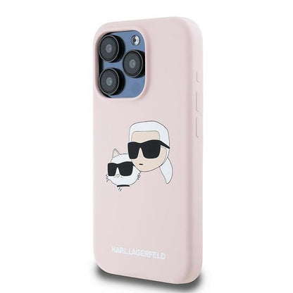 Калъф MagSafe за Apple iPhone 15 Pro Max, Karl Lagerfeld, Силикон Karl & Choupette, Розов