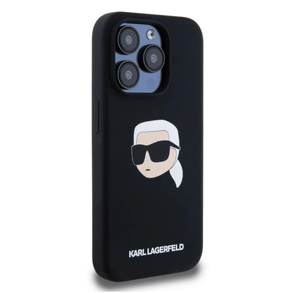 Калъф MagSafe за Apple iPhone 15 Pro Max, Karl Lagerfeld, Силикон Karl's Head, Черен