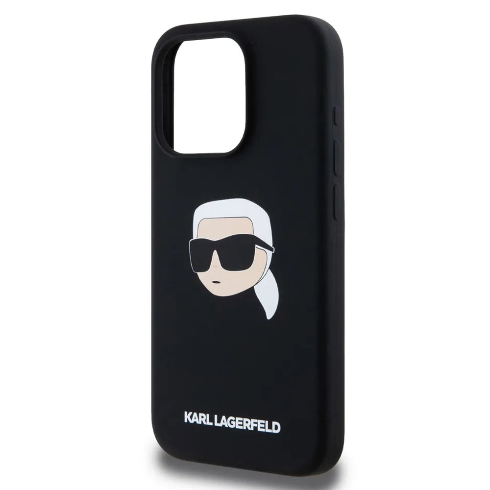 Калъф MagSafe за Apple iPhone 15 Pro Max, Karl Lagerfeld, Силикон Karl's Head, Черен