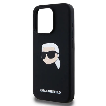 Калъф MagSafe за Apple iPhone 15 Pro Max, Karl Lagerfeld, Силикон Karl's Head, Черен