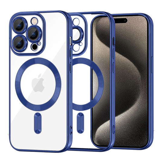 Калъф MagSafe за Apple iPhone 15 Pro Max, Techsuit, Luxury Crystal, Тъмносин