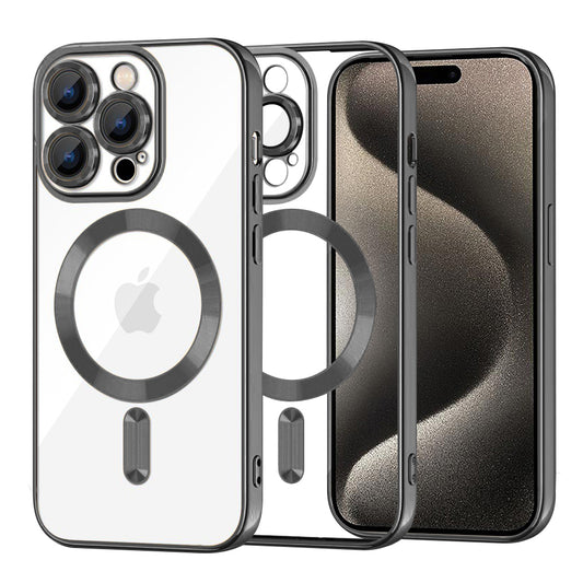 Калъф MagSafe за Apple iPhone 15 Pro Max, Techsuit, Luxury Crystal, Черен