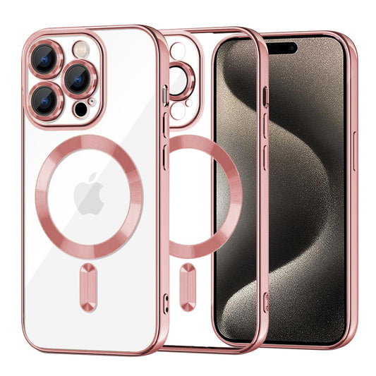 Калъф MagSafe за Apple iPhone 15 Pro Max, Techsuit, Luxury Crystal, Розов