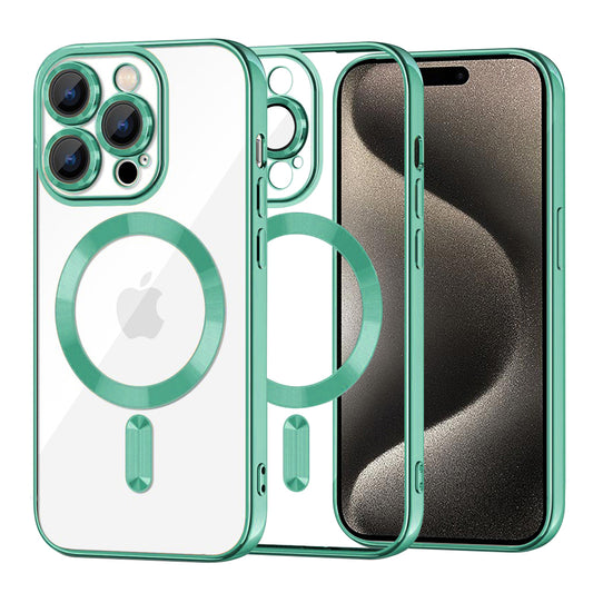Калъф MagSafe за Apple iPhone 15 Pro Max, Techsuit, Luxury Crystal, Светлозелен