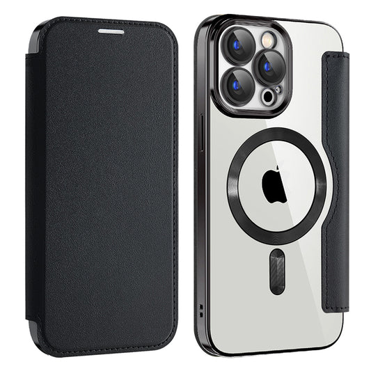 Калъф MagSafe за Apple iPhone 15 Pro Max, Techsuit, SmartMag Book, Черен