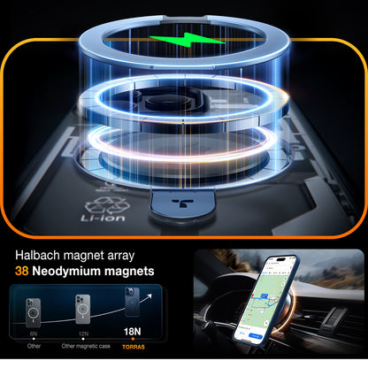 Калъф MagSafe за Apple iPhone 15 Pro Max, Torras, Ostand, Тъмносин