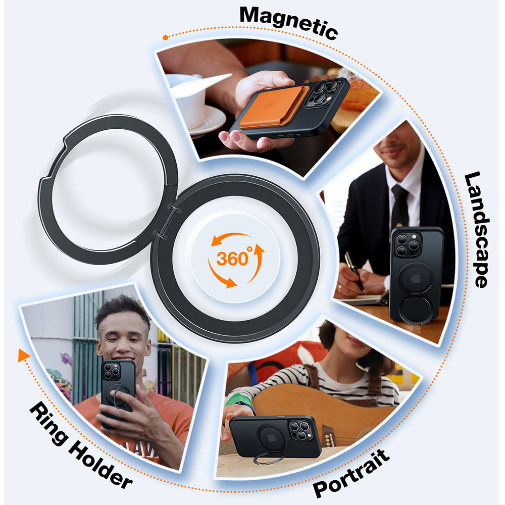 Калъф MagSafe за Apple iPhone 15 Pro Max, Torras, Ostand Pro, Черен