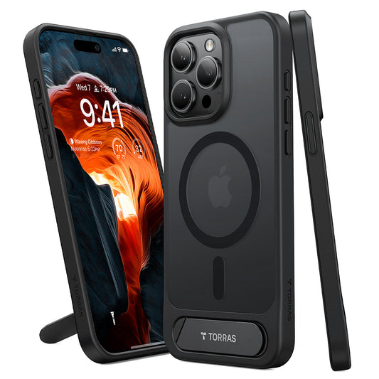 Калъф MagSafe за Apple iPhone 15 Pro Max, Torras, Pstand, Черен