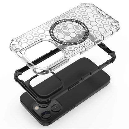 MagSafe Case for Apple iPhone 15 Pro, Techsuit, HoneyComb Shield, White
