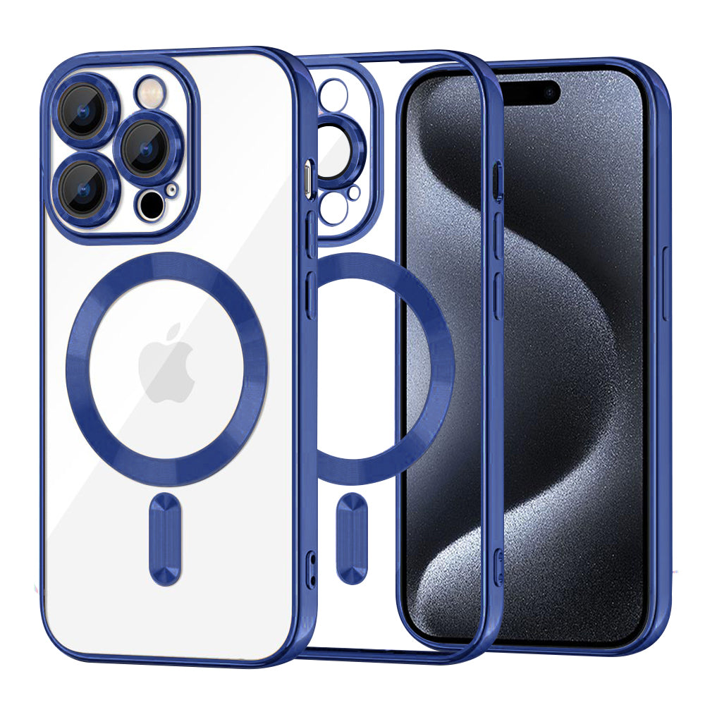 MagSafe Case for Apple iPhone 15 Pro, Techsuit, Luxury Crystal, Dark Blue