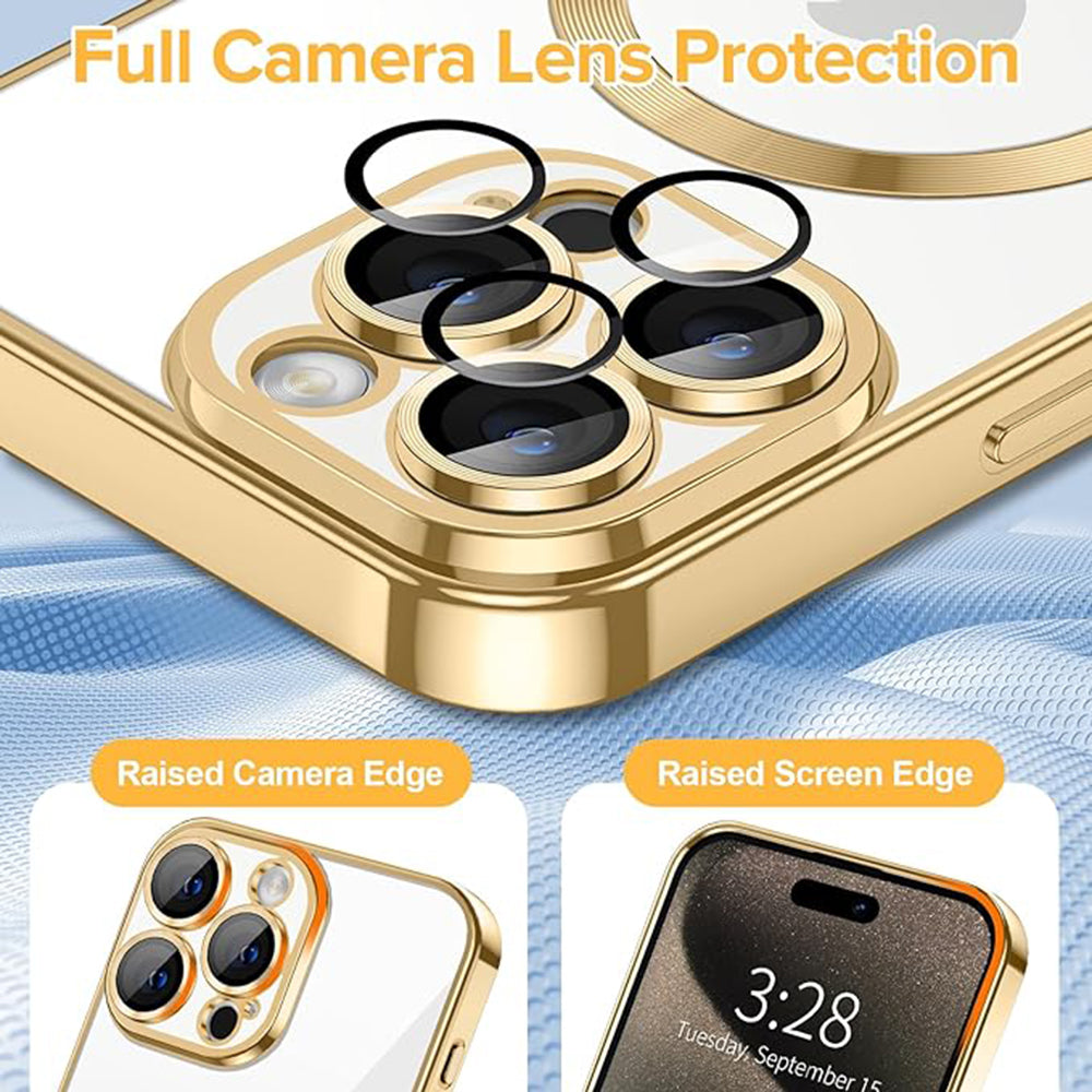 MagSafe Case for Apple iPhone 15 Pro, Techsuit, Luxury Crystal, Gold