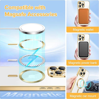 MagSafe Case for Apple iPhone 15 Pro, Techsuit, Luxury Crystal, Gold
