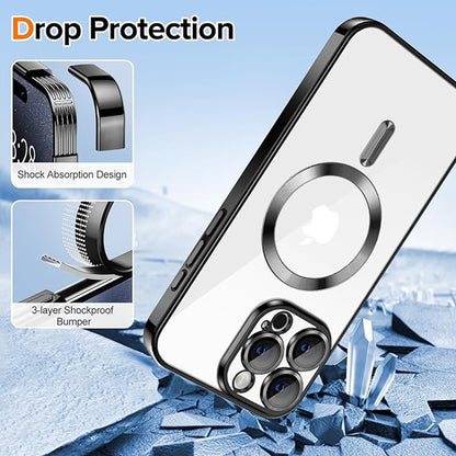 MagSafe Case for Apple iPhone 15 Pro, Techsuit, Luxury Crystal, Black