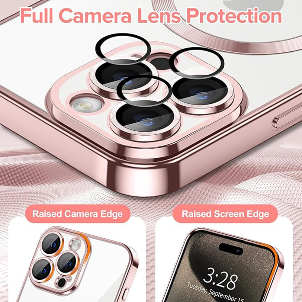 MagSafe Case for Apple iPhone 15 Pro, Techsuit, Luxury Crystal, Pink