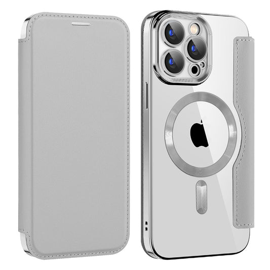 Калъф MagSafe за Apple iPhone 15 Pro, Techsuit, SmartMag Book, Сив