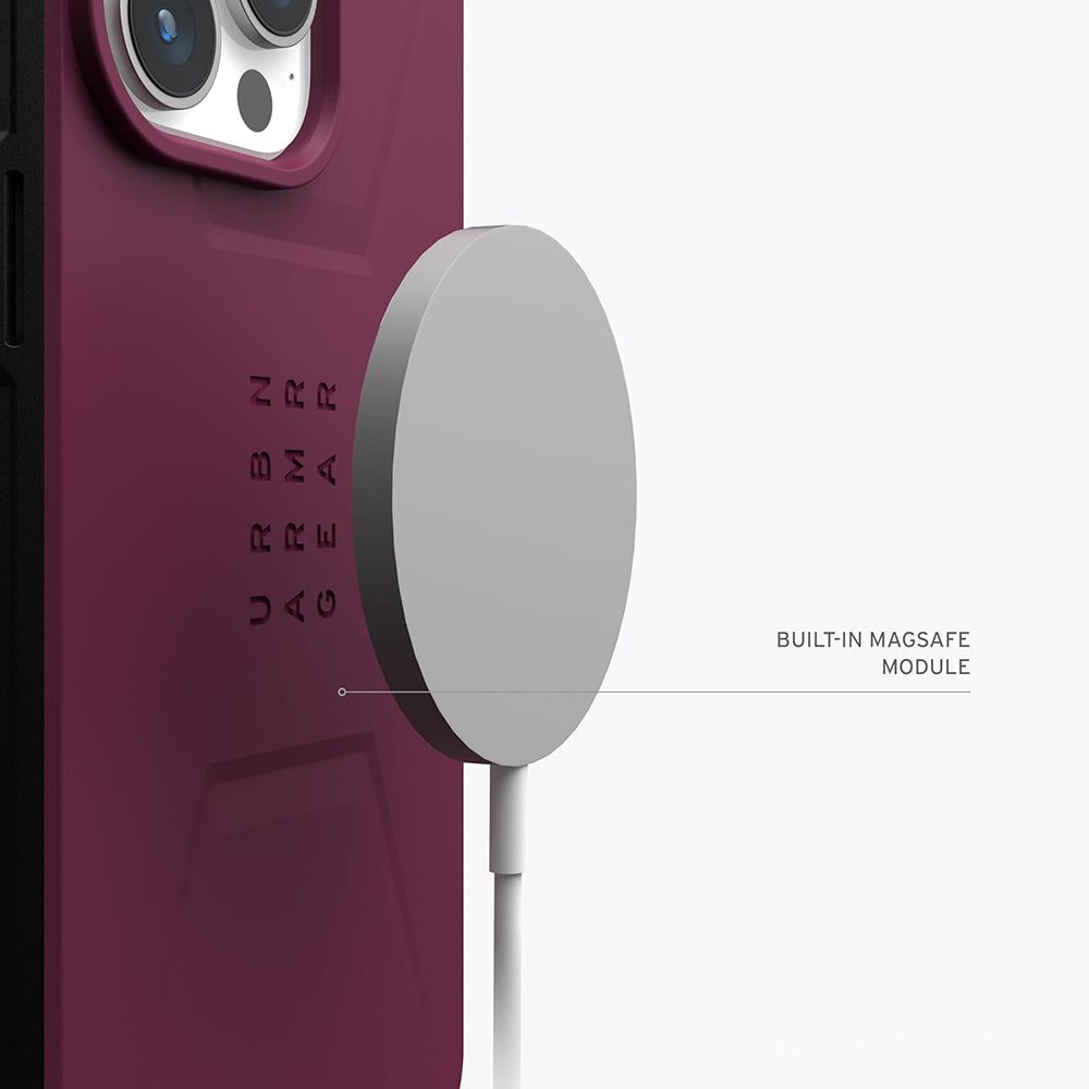 Калъф MagSafe за Apple iPhone 15 Pro, Urban Armor Gear, Civilian, Бордо