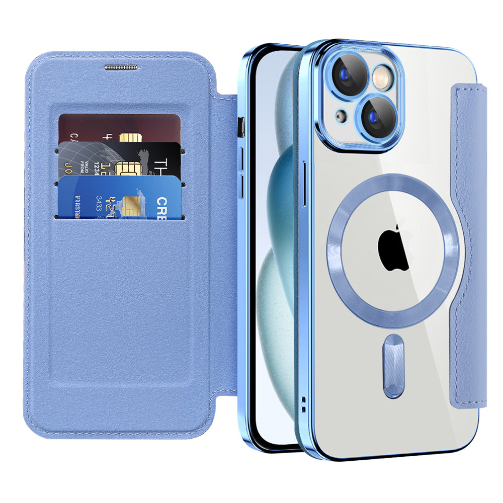 Калъф MagSafe за Apple iPhone 15, Techsuit, SmartMag Book, Bleu