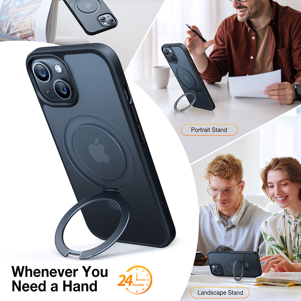 Калъф MagSafe за Apple iPhone 15, Torras, Ostand, Черен