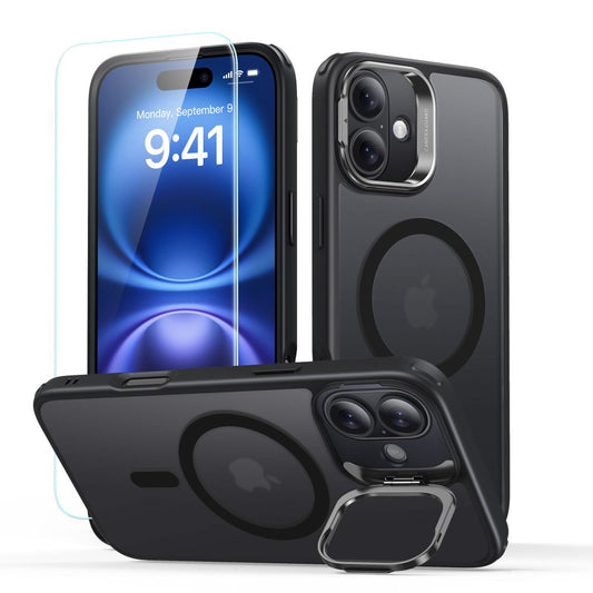 Калъф MagSafe за Apple iPhone 16, ESR, Classic Hybrid Kickstand със защита за екрана, Сатенено черен