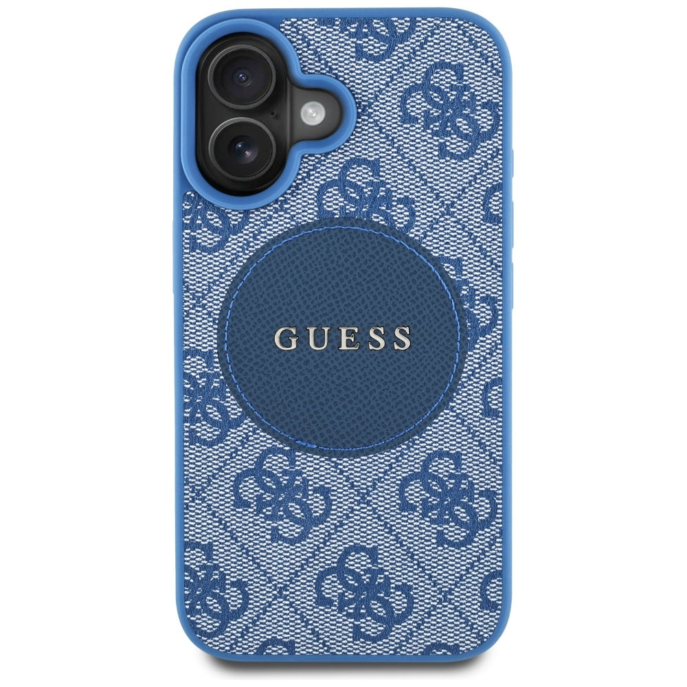 Калъф MagSafe за Apple iPhone 16, Guess, 4G Circle Classic Logo, Син
