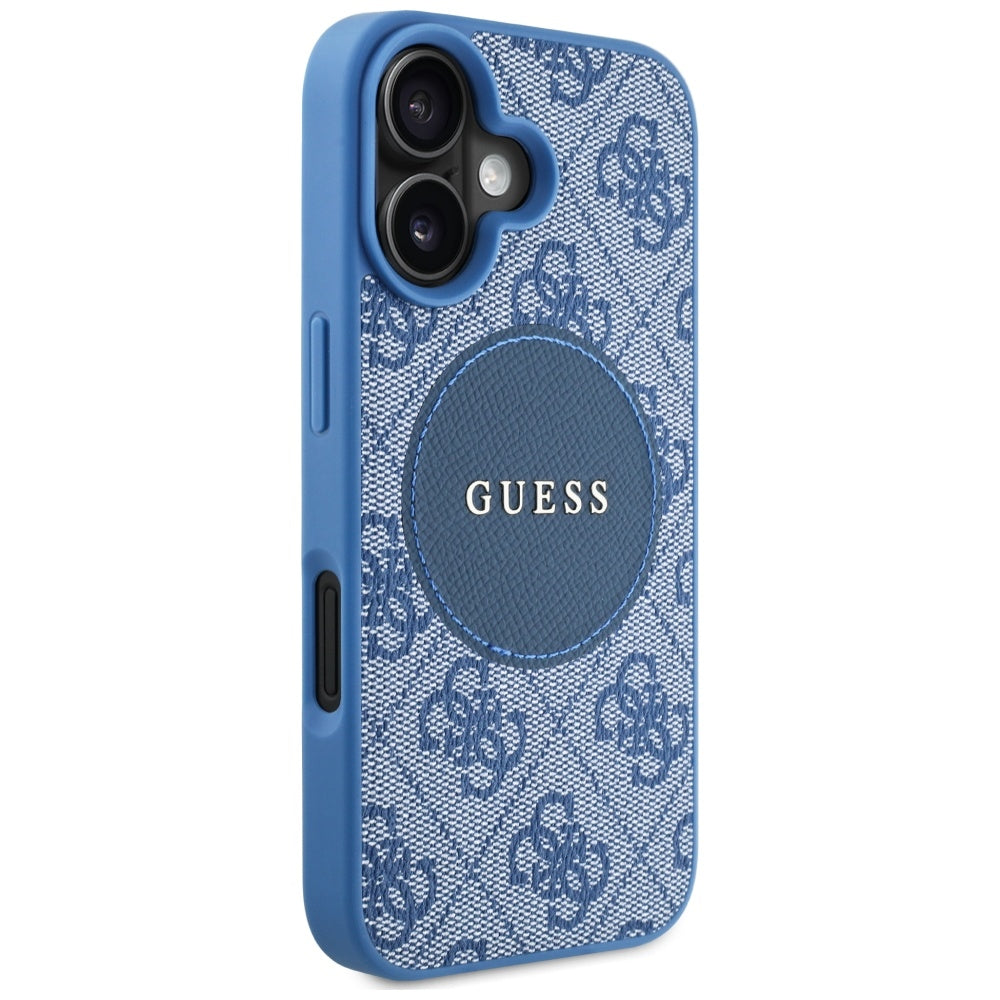 Калъф MagSafe за Apple iPhone 16, Guess, 4G Circle Classic Logo, Син
