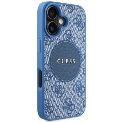 Калъф MagSafe за Apple iPhone 16, Guess, 4G Circle Classic Logo, Син