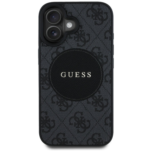 Калъф MagSafe за Apple iPhone 16, Guess, 4G Circle Classic Logo, Черен