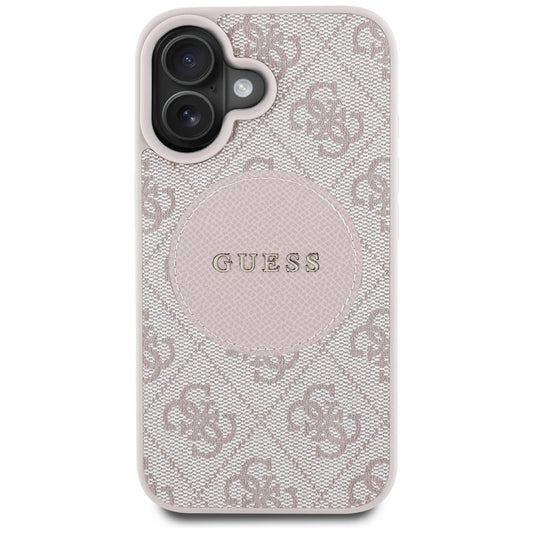 Калъф MagSafe за Apple iPhone 16, Guess, 4G Circle Classic Logo, Розов