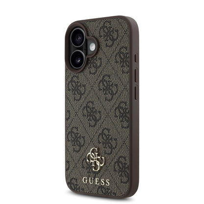 Калъф MagSafe за Apple iPhone 16, Guess, 4G Classic, Кафяв