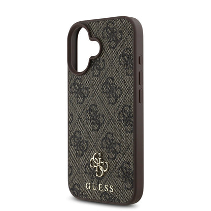 Калъф MagSafe за Apple iPhone 16, Guess, 4G Classic, Кафяв
