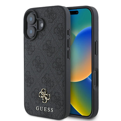 Калъф MagSafe за Apple iPhone 16, Guess, 4G Classic, Черен