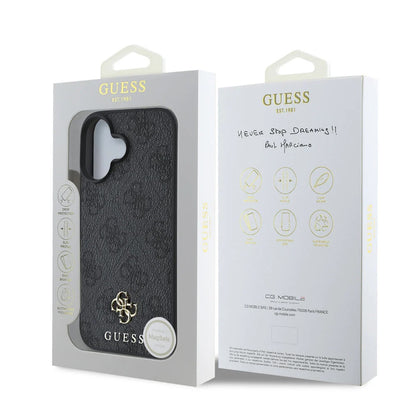 Калъф MagSafe за Apple iPhone 16, Guess, 4G Classic, Черен