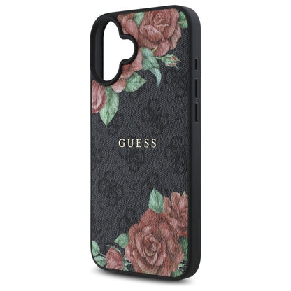 Калъф MagSafe за Apple iPhone 16, Guess, 4G Flowers Print, Черен