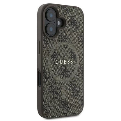 Калъф MagSafe за Apple iPhone 16, Guess, 4G Ring Classic Logo, Кафяв