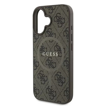 Калъф MagSafe за Apple iPhone 16, Guess, 4G Ring Classic Logo, Кафяв