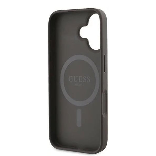Калъф MagSafe за Apple iPhone 16, Guess, 4G Ring Classic Logo, Кафяв