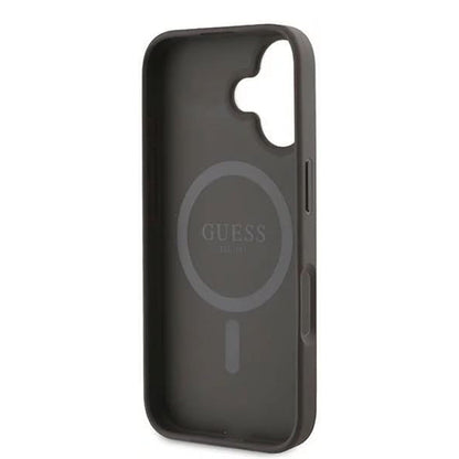Калъф MagSafe за Apple iPhone 16, Guess, 4G Ring Classic Logo, Кафяв