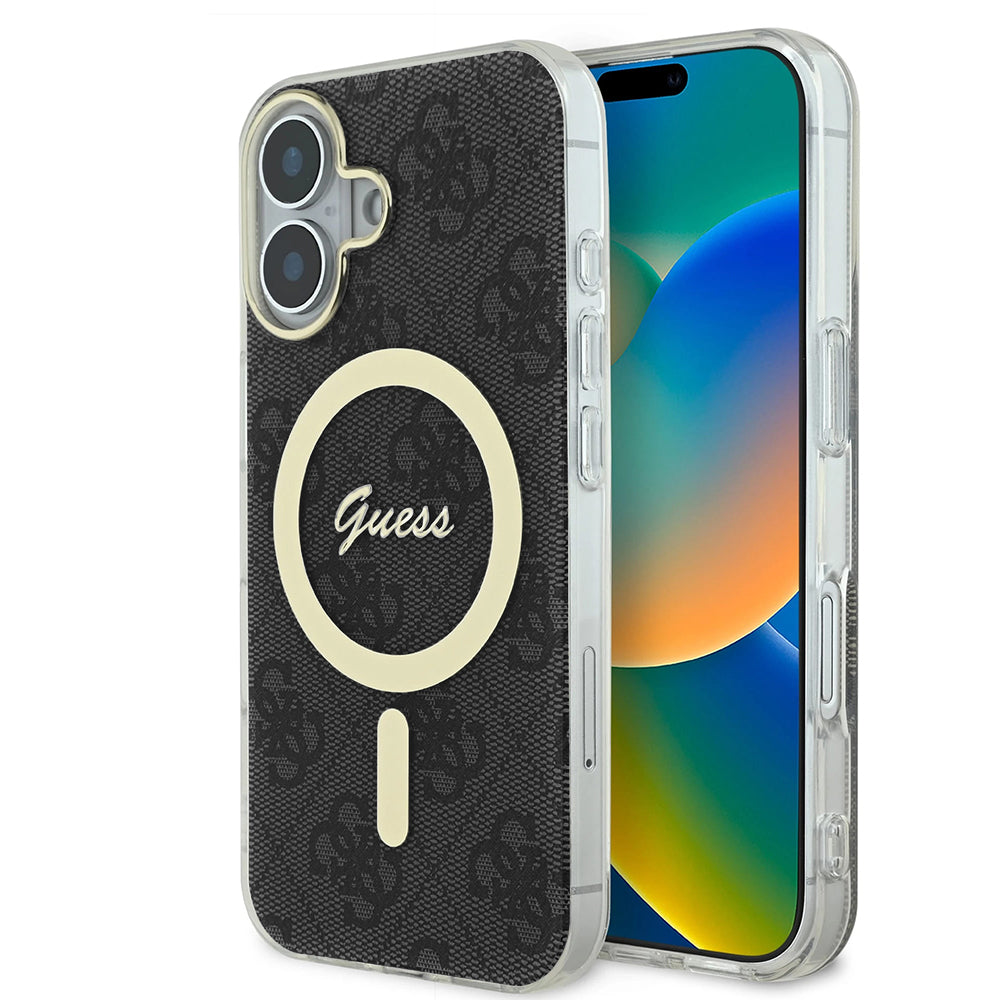 Калъф MagSafe за Apple iPhone 16, Guess, IML 4G, Черен