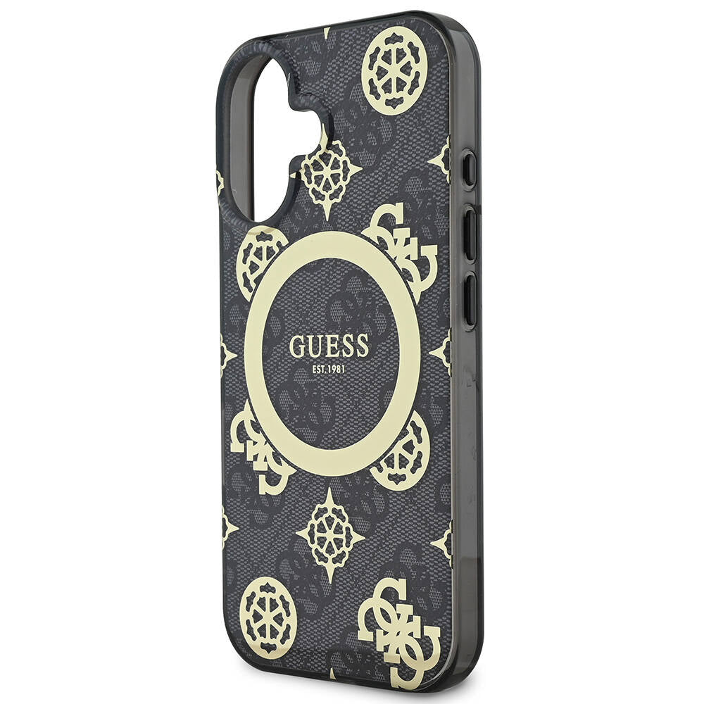 Калъф MagSafe за Apple iPhone 16, Guess, IML 4G Peony, Черен GUHMP16SH4PYEEK